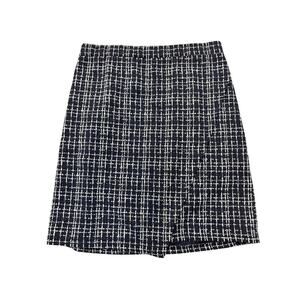 Skies Are Blue Curvy Navy Cream Tweed Pull On Faux Wrap Detail Skirt Size 1X